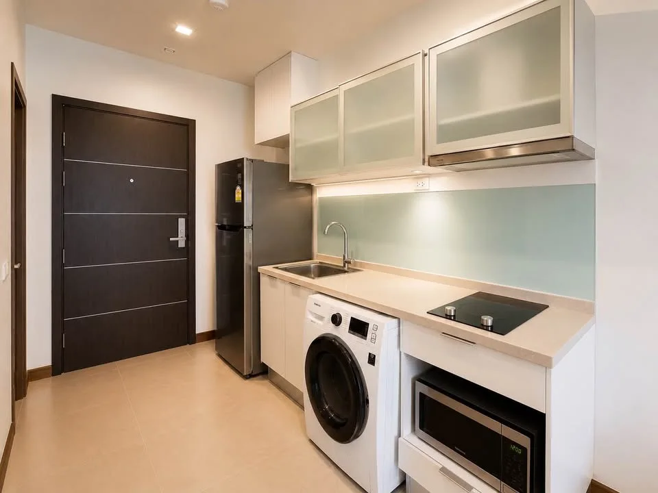 ห้องครัวของคอนโด 1 ห้องนอนที่ The Astra Condo เชียงใหม่