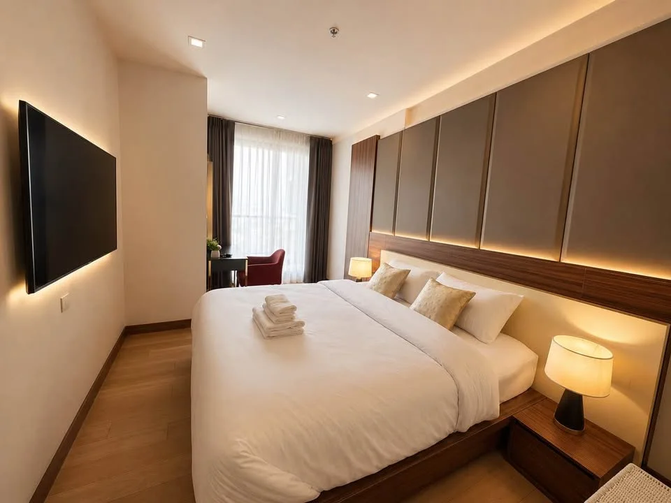 ภายในห้องนอนในคอนโด 1 ห้องนอนที่ The Astra Condo เชียงใหม่