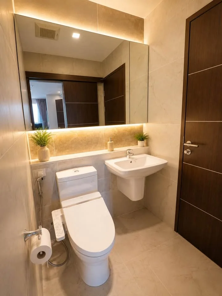 ภายในห้องน้ำในคอนโด 1 ห้องนอนที่ The Astra Condo เชียงใหม่