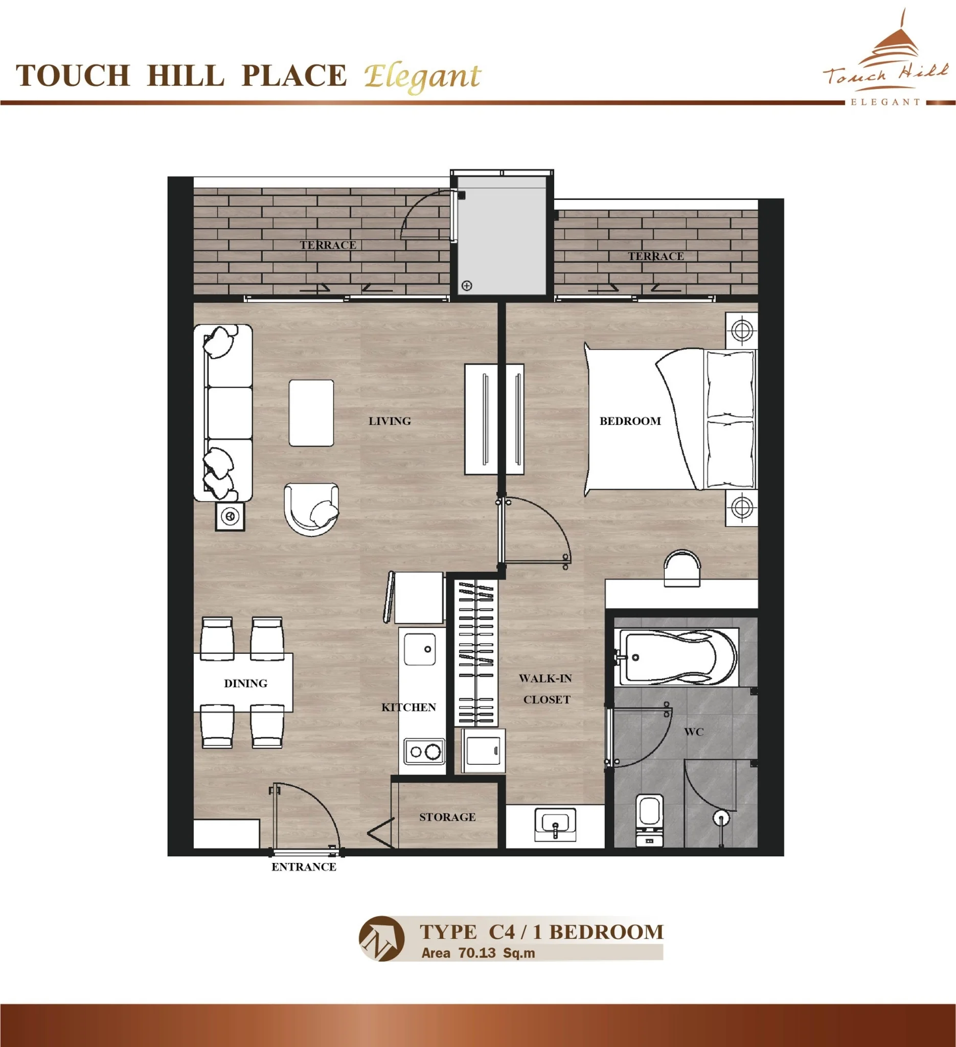 Touch hill Place Elegant · 1 bed City Mountain View