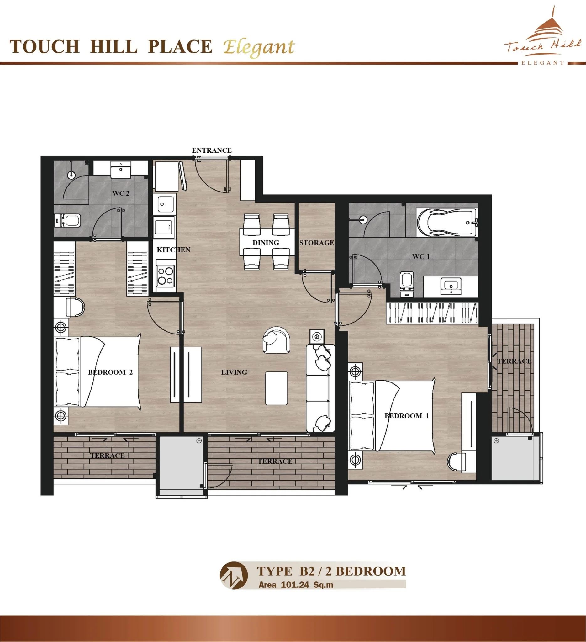 Touch hill Place Elegant · 2 bed City Mountain